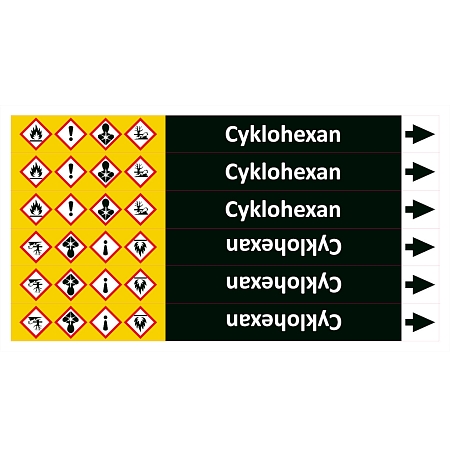 Značení potrubí ISO 20560, cyklohexan